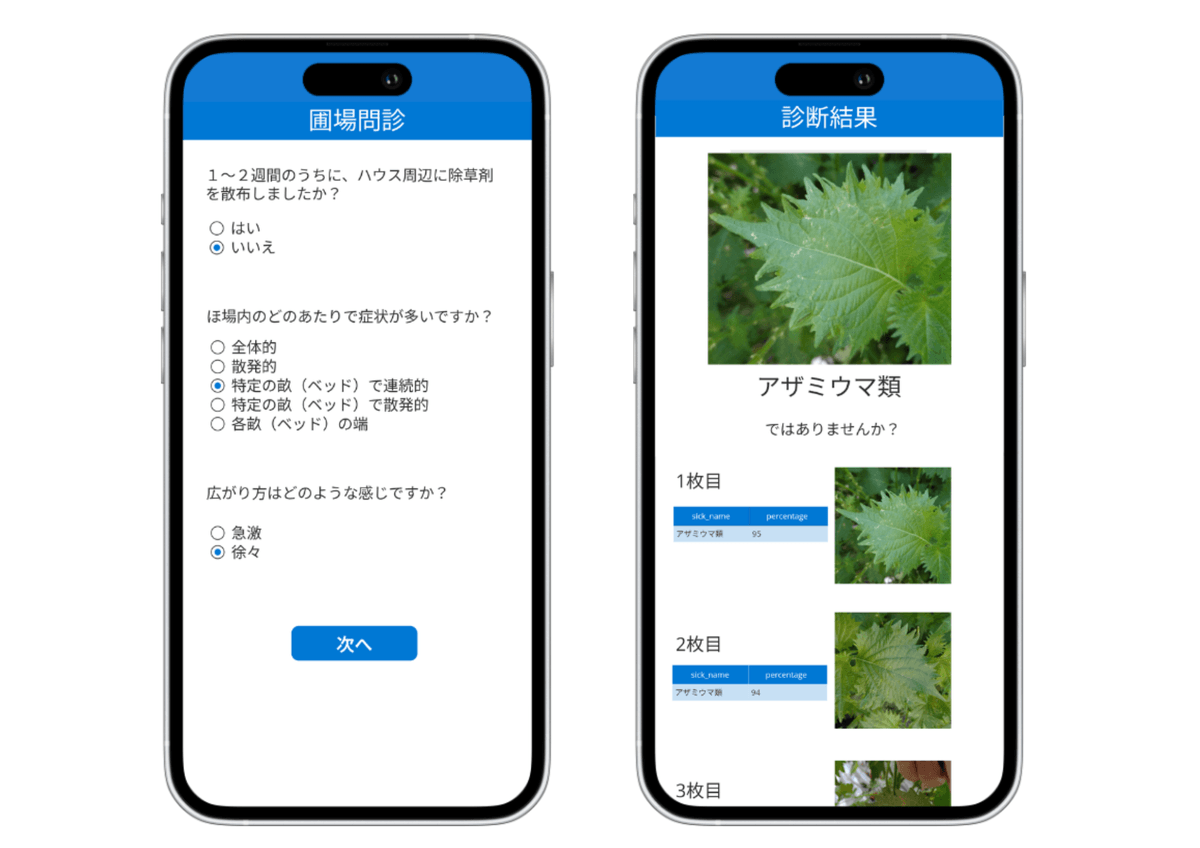 開発したAIによるシソの病害虫画像診断